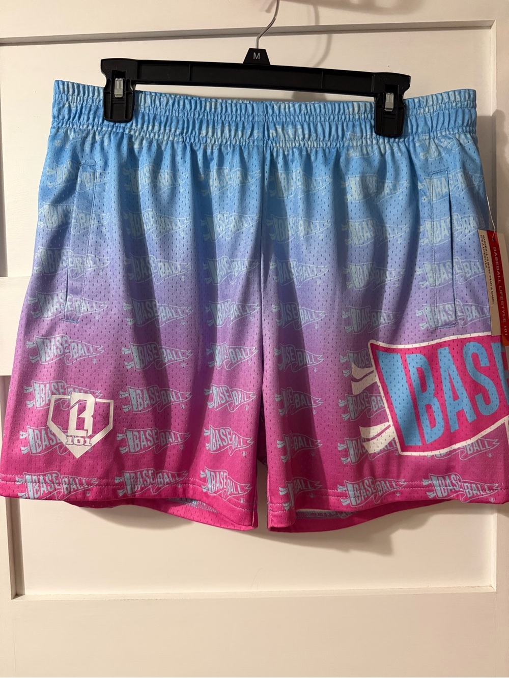 Baseball Lifestyle 101 Pennant Blue and Pink Gradient Shorts